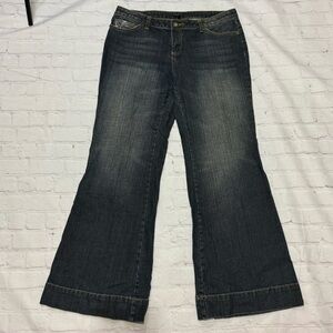 BISOU BISOU Women’s wide leg dark wash denim jeans Vintage Y2K Fashion Size 12